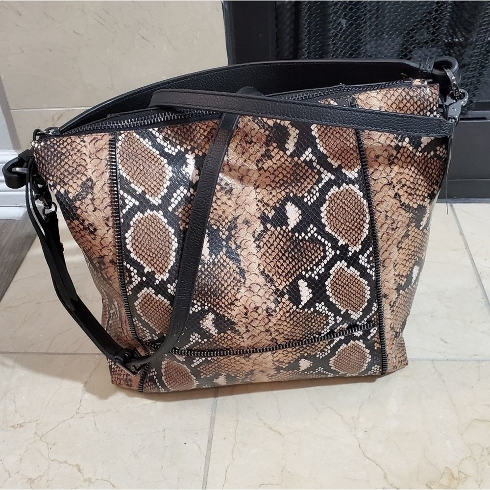 Botiker python snakeskin zipper detail crossbody Large Hobo Satchel Shoulder Bag